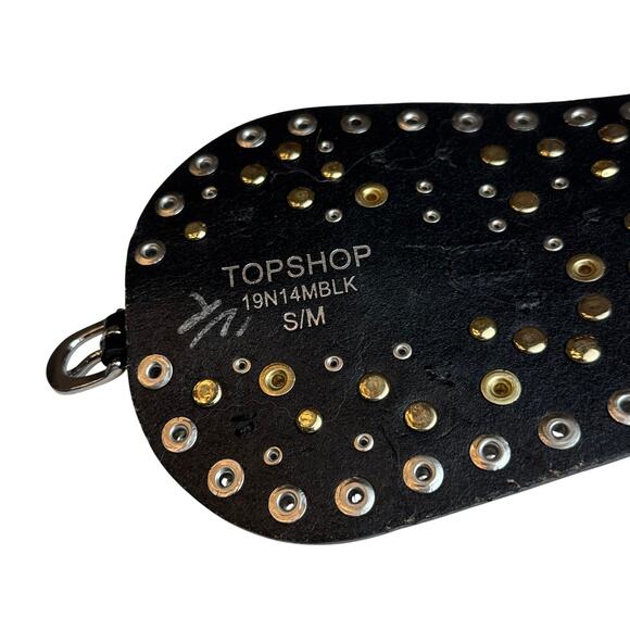 Topshop Black Studded Embellished Corset Waist Belt S/M Pearls Rhinestone Buckle - Picture 13 of 13